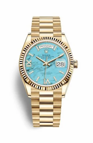 Rolex Day-Date 36 Yellow Gold / Fluted / Turquoise / President 128238-0071 (M128238-0071)